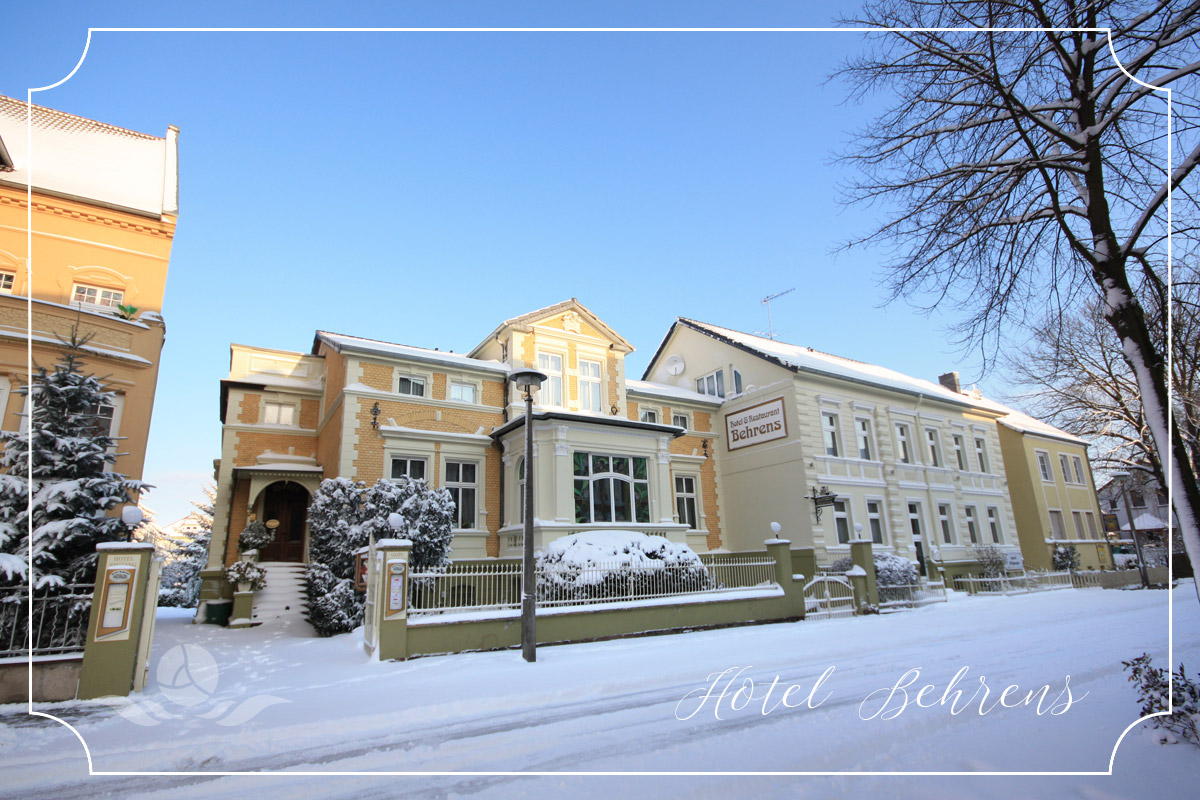 Aussenasicht vom Hotel & Restaruant Behrens in Haldensleben in einer wunderschönen Winterlandschaft,